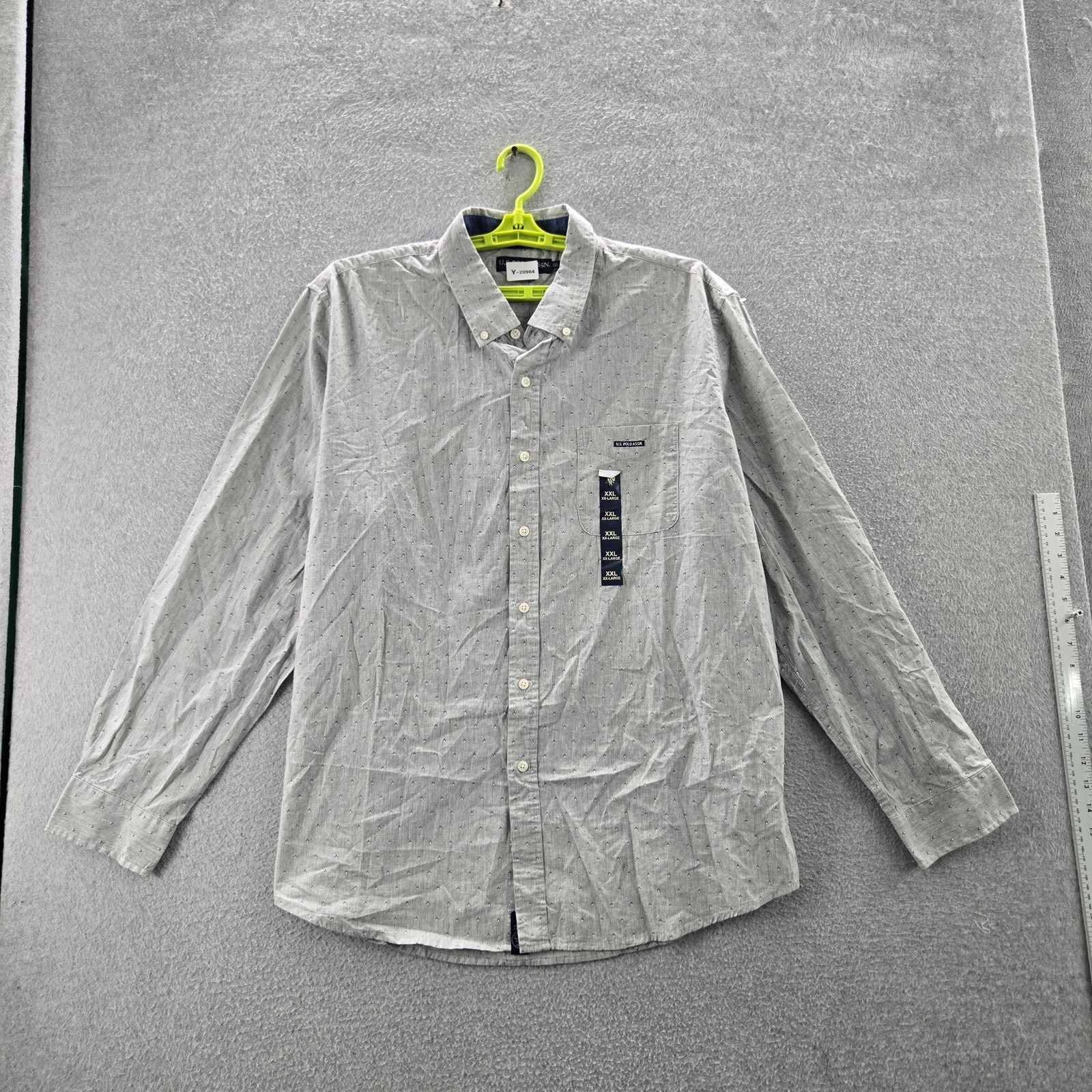 U.S. Polo Assn. Men Button Up Shirt Xxl Gray Geometric Long Sleeve Nwt